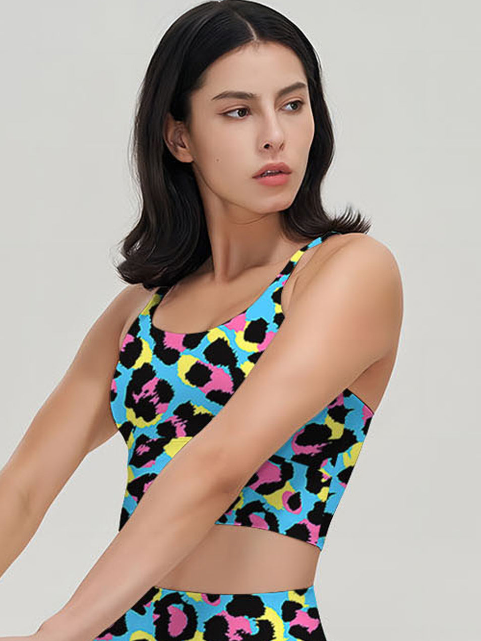 Animal bright colorful leopard pattern doodles tank tops