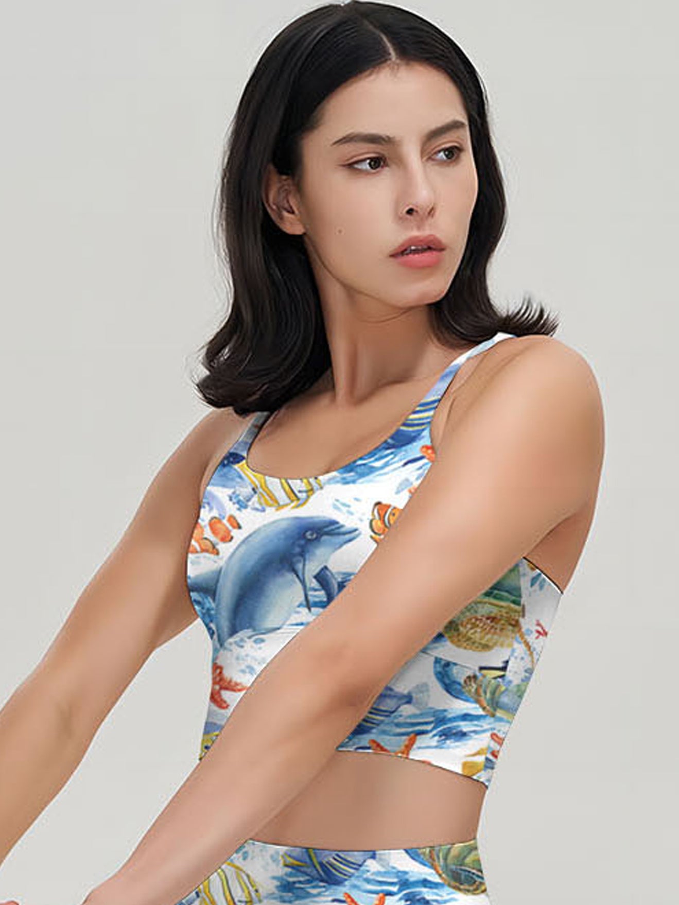 Ocean life turtle starfish print tank tops