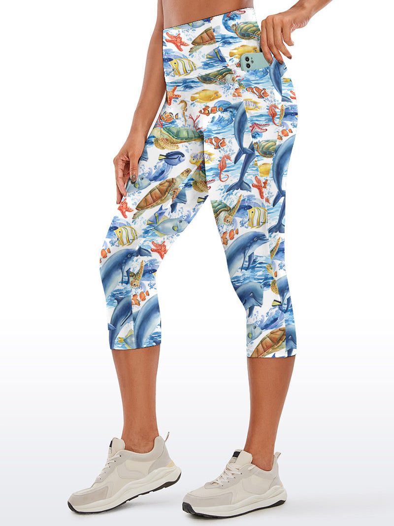 Ocean life turtle starfish print capris