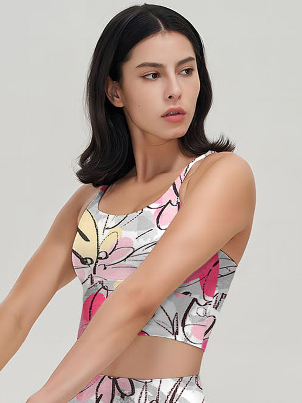 Hand painted colorful liberty style small mauve flowers tank tops