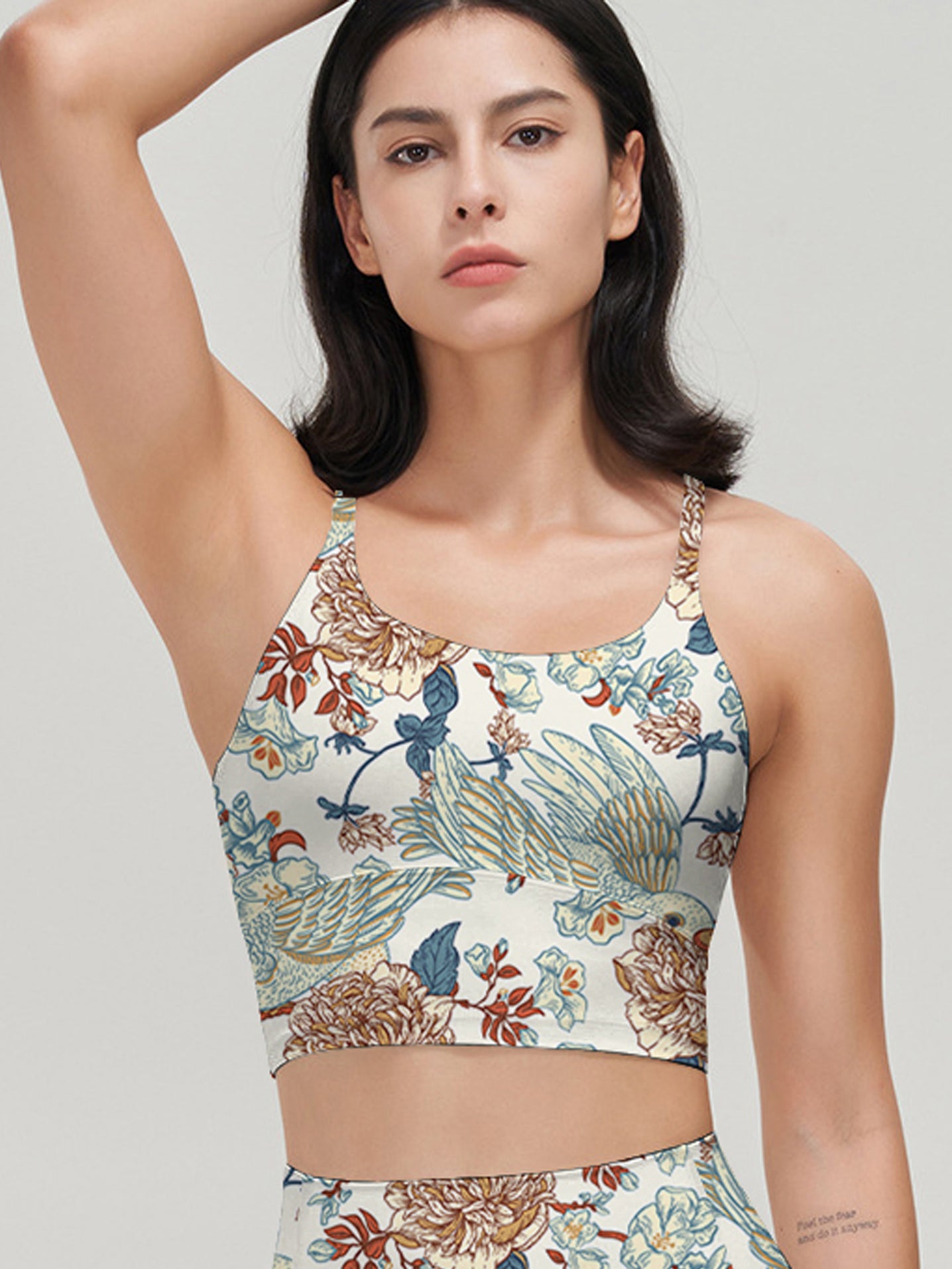 Flower blooming peony parrot yoga tank tops