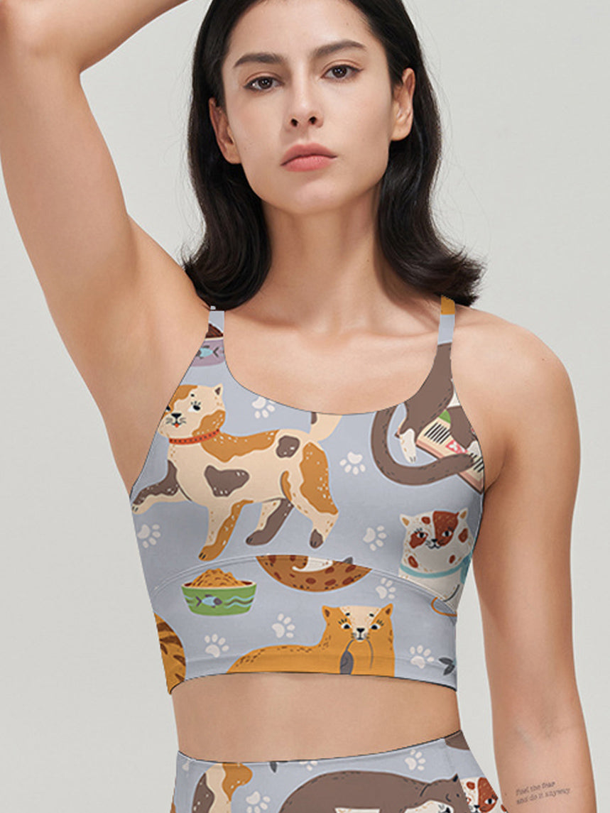 Animal cartoon cat colorful light tank tops