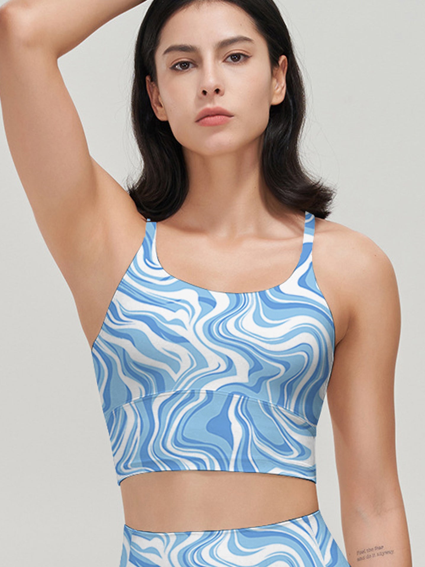 Liquid blue swirl water ripple tank tops