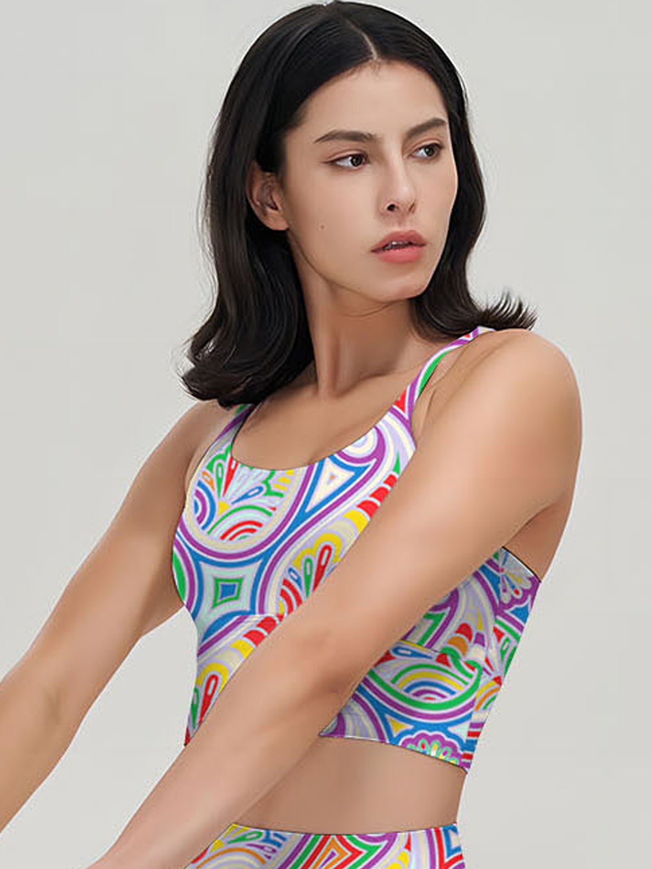 Colourful drawn paisley tank tops