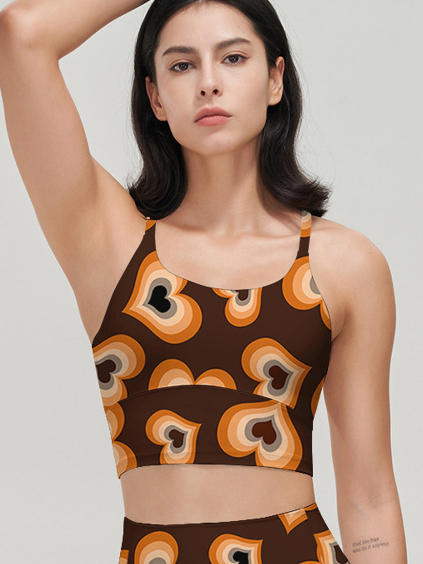 Love gradient heart shape dark brown tank tops
