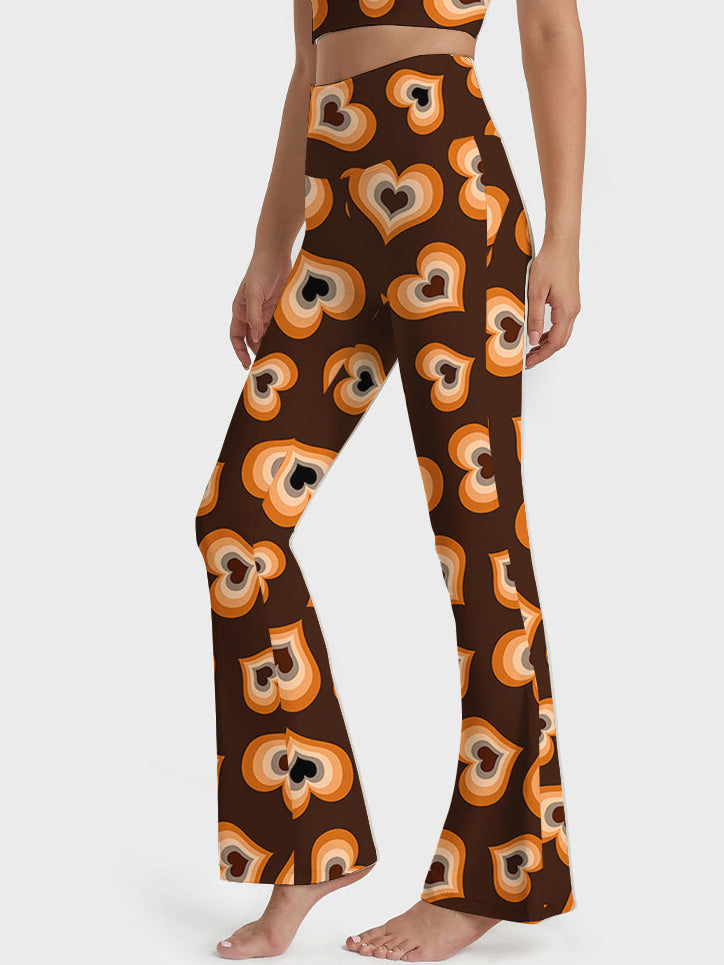 Love heart shape dark brown flare leggings