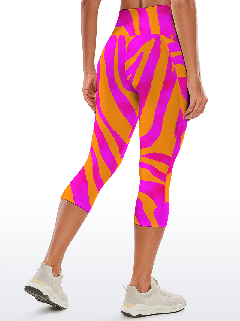 Orange and pink color block capris