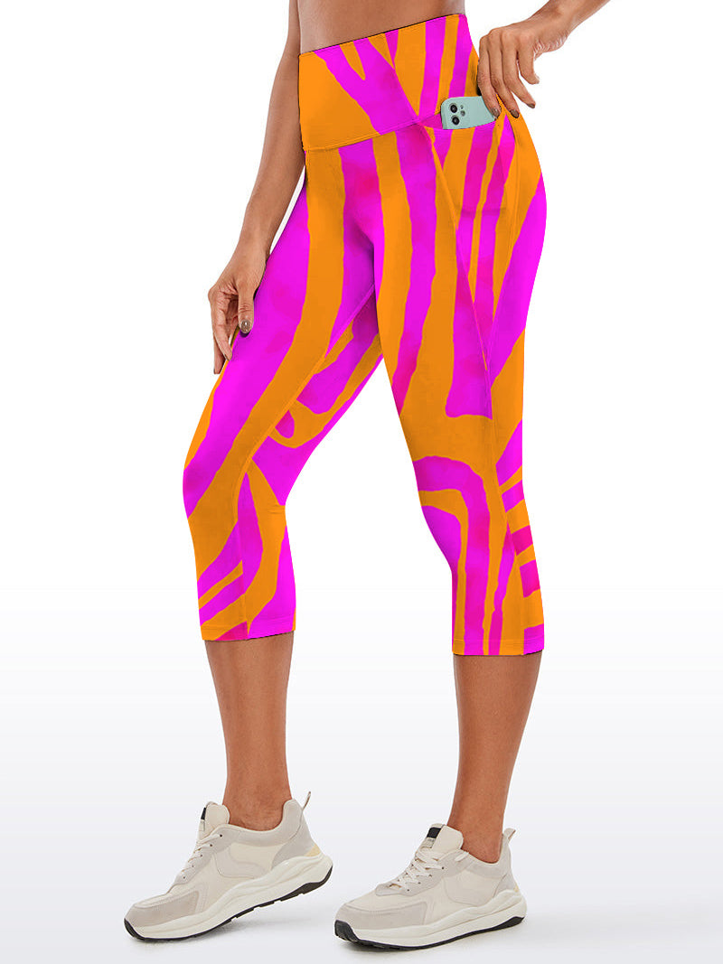 Orange and pink color block capris