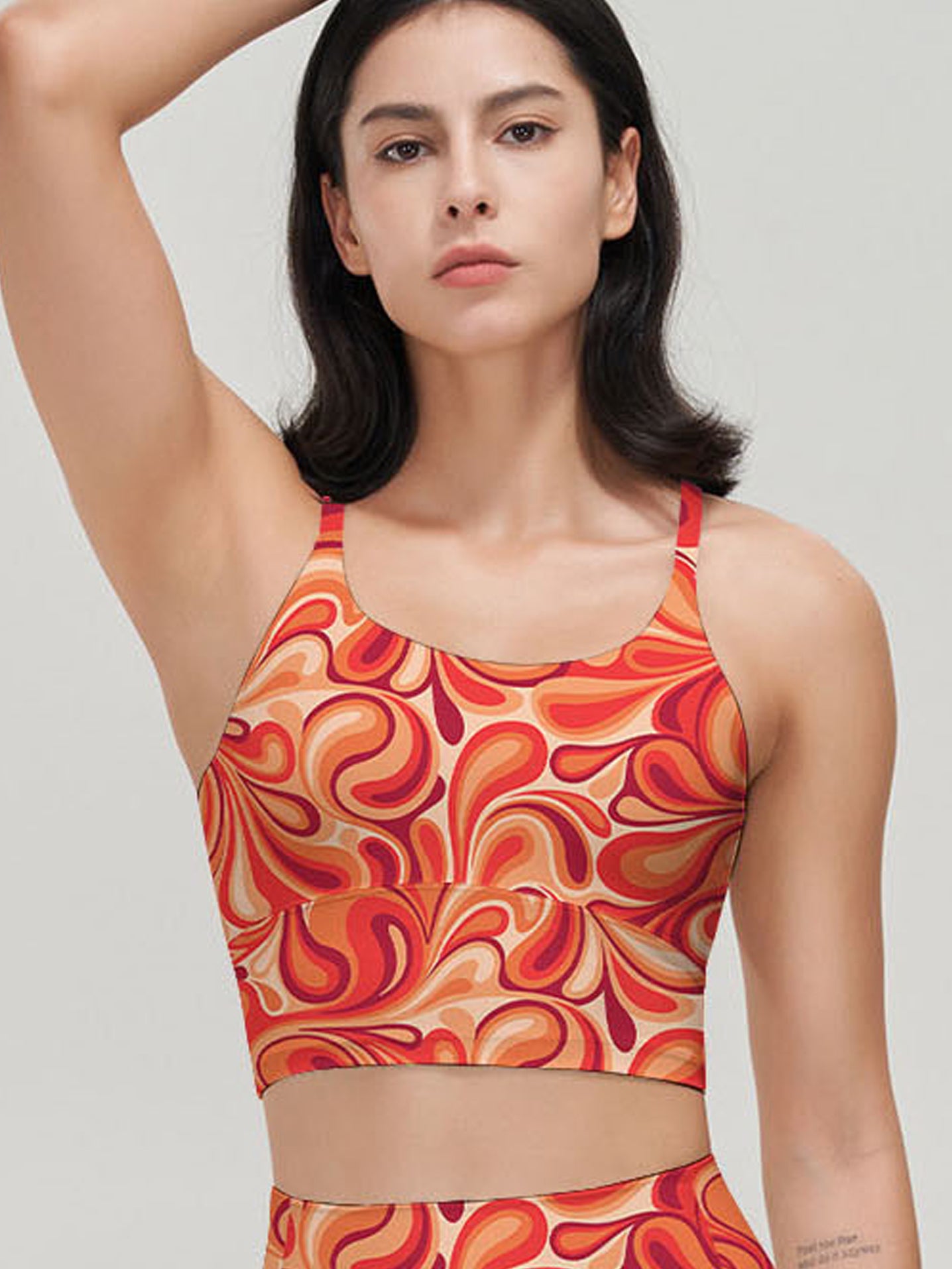 Flower abstract curly floral endless red tank tops