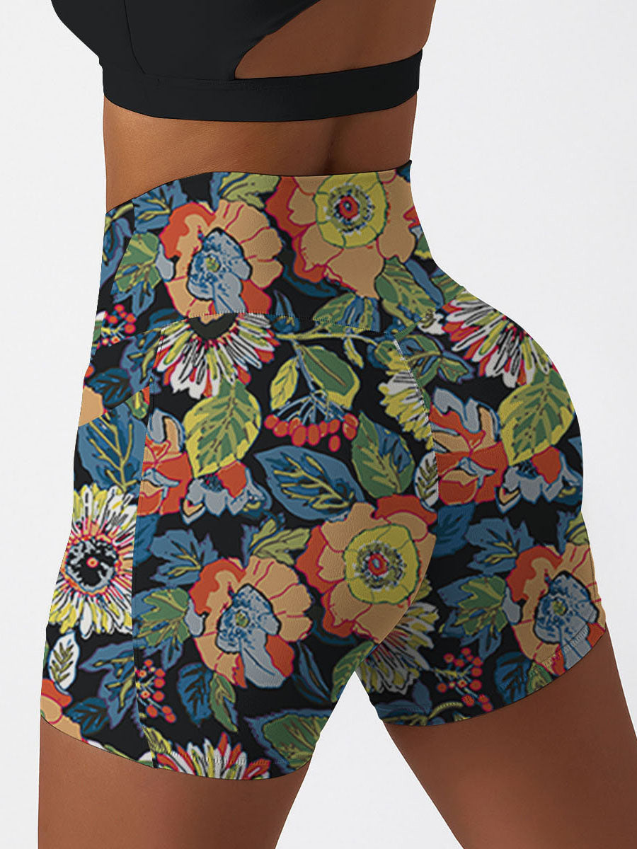 Flowers hand drawn colorful wildflower shorts