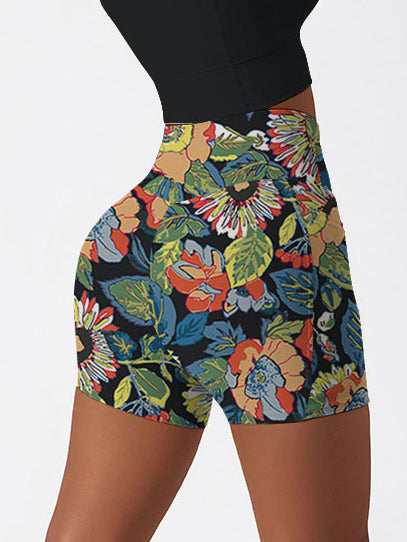 Flowers hand drawn colorful wildflower shorts