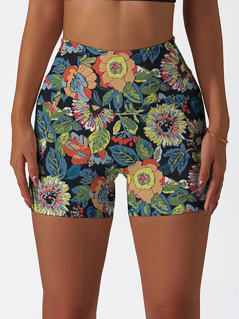 Flowers hand drawn colorful wildflower shorts