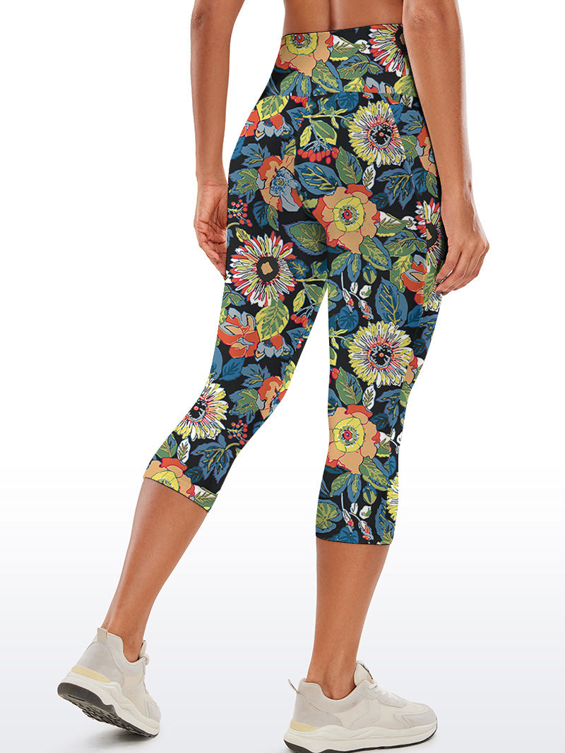Flowers hand drawn colorful wildflower capris