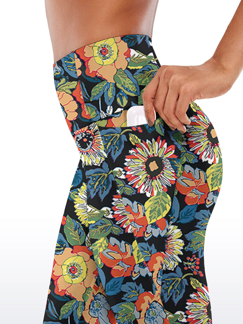 Flowers hand drawn colorful wildflower capris