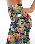 Flowers hand drawn colorful wildflower capris