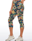 Flowers hand drawn colorful wildflower capris
