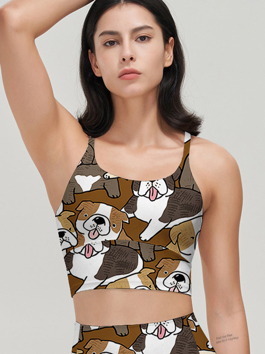 Animal cartoon pug hand drawn tank tops