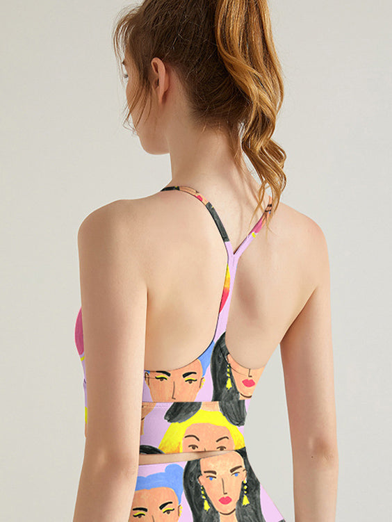 Beautiful women with different colored hairstyles tank tops