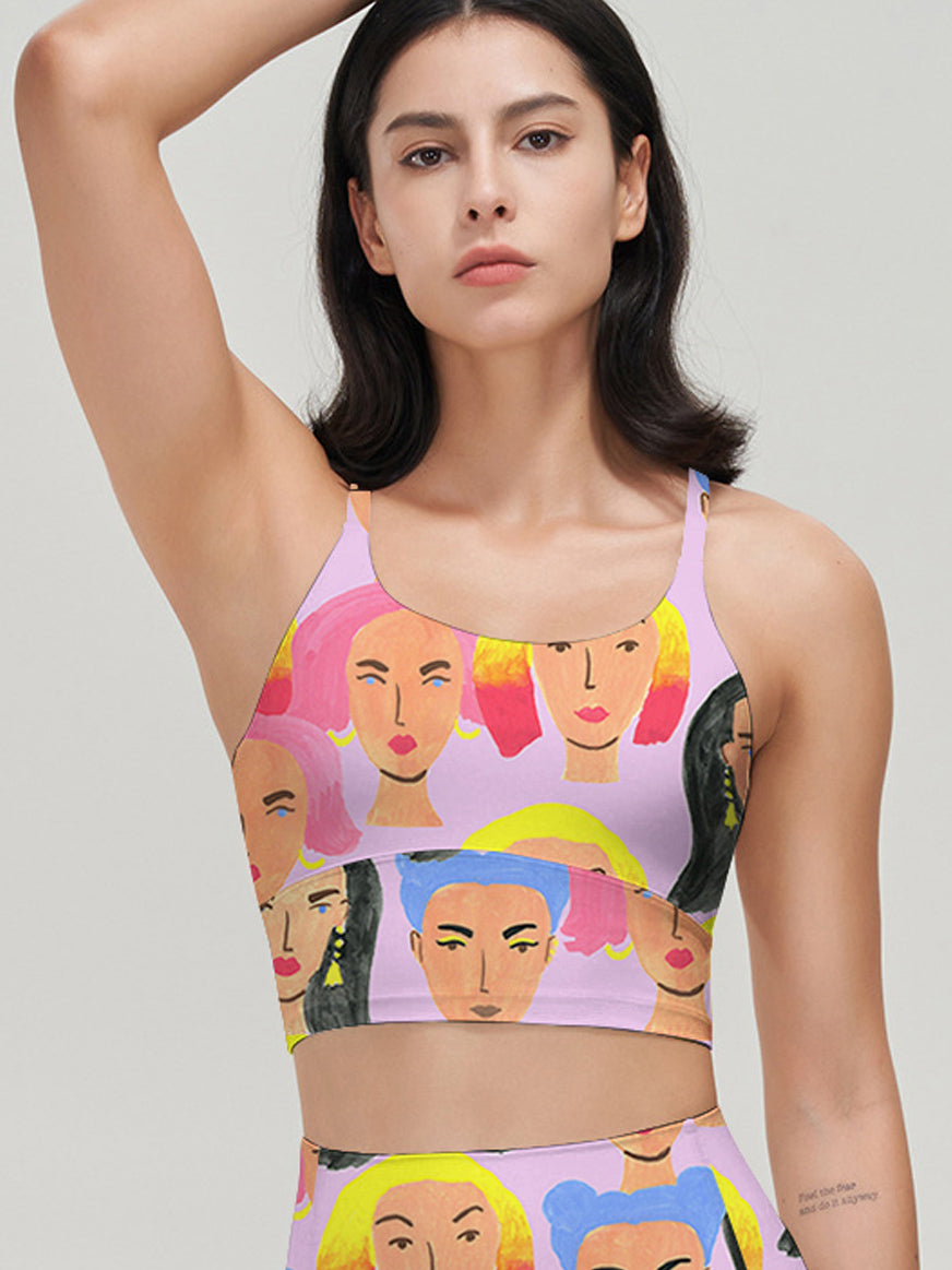 Beautiful women with different colored hairstyles tank tops