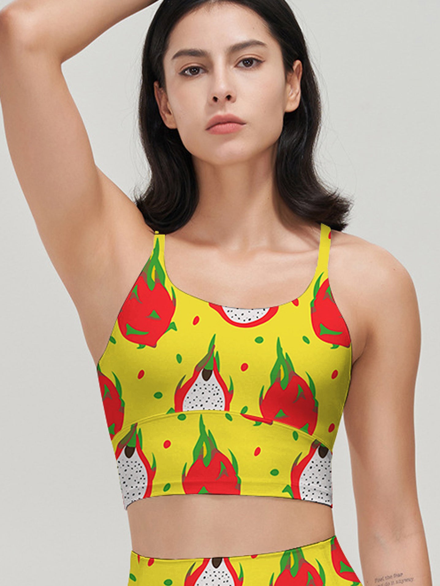 Fruit red pitaya yellow tank tops
