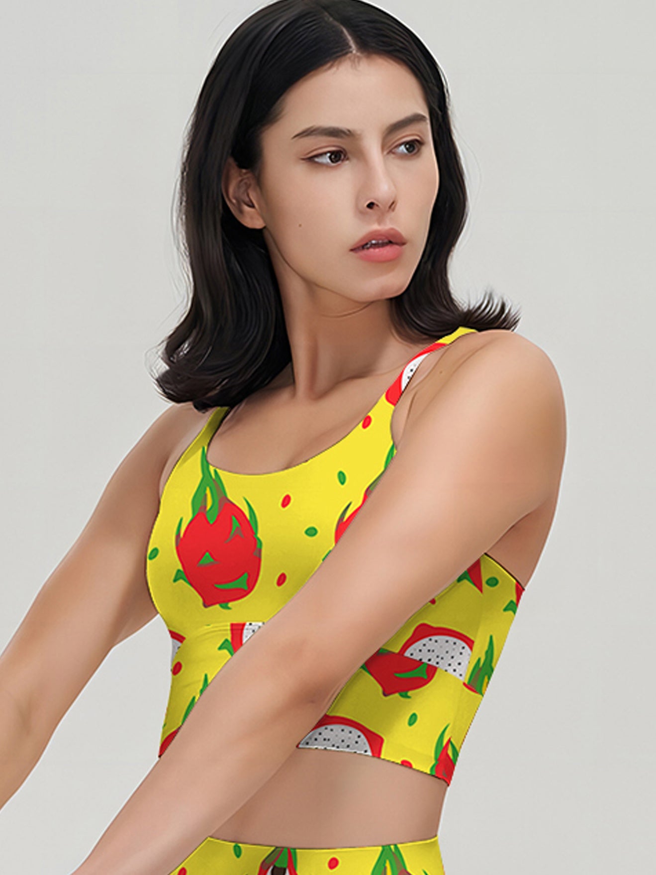 Fruit red pitaya yellow tank tops