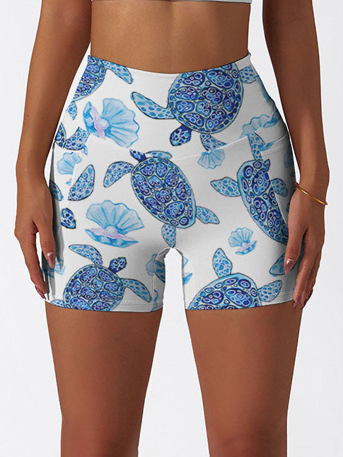 Ocean turtle blue pearl shell shorts