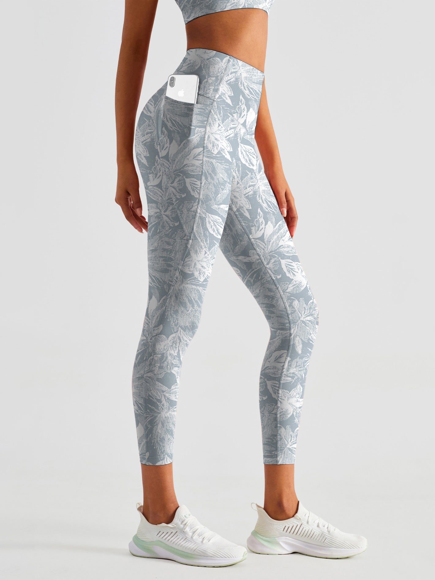 Flower white printed lilies light leggings