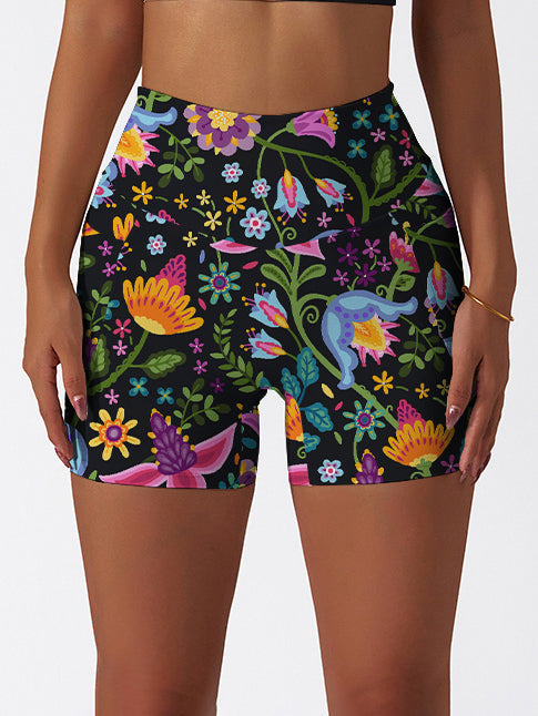 Flower exotic endive colorful dark shorts