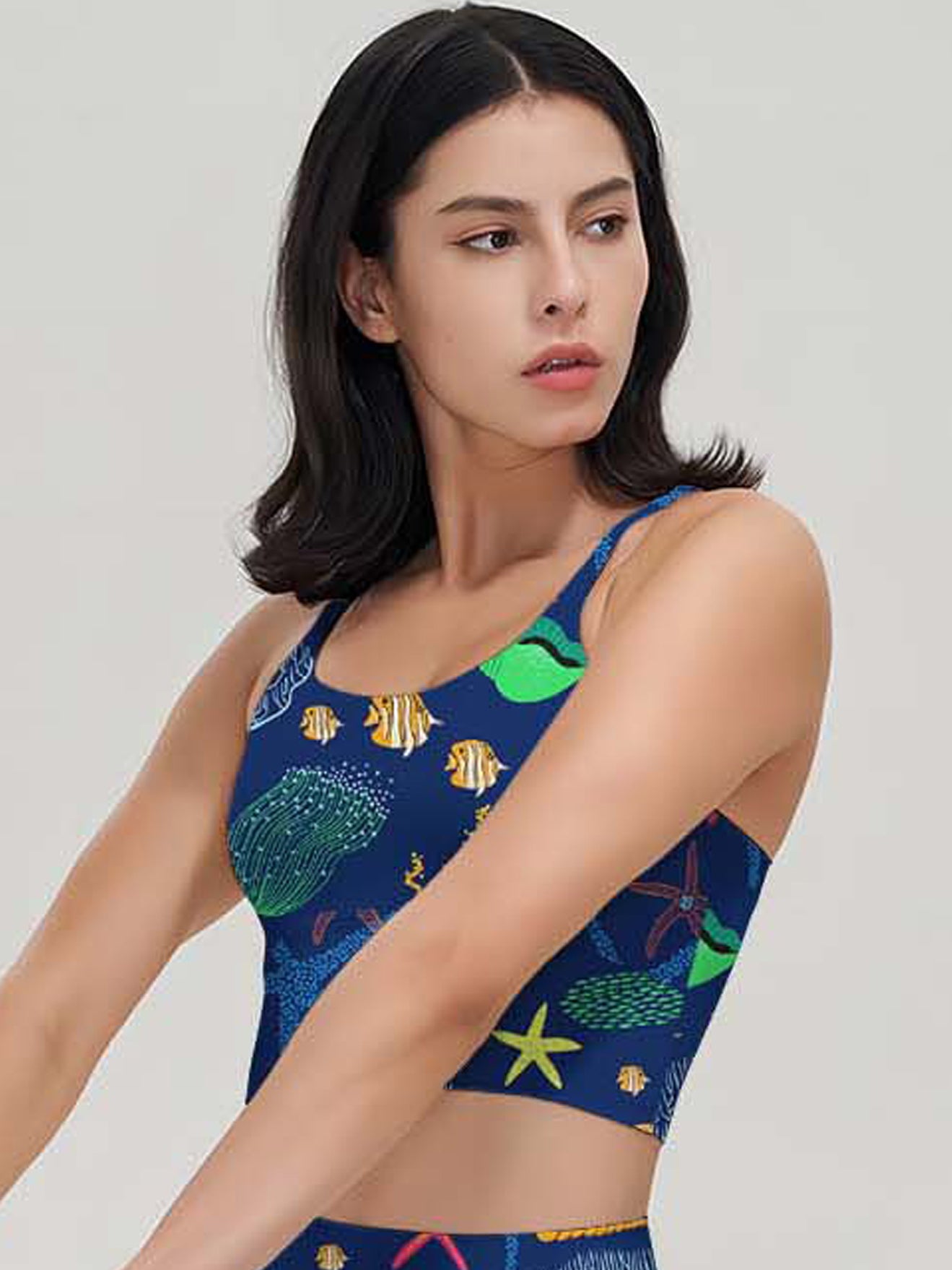 Ocean marine life coral dark blue tank tops