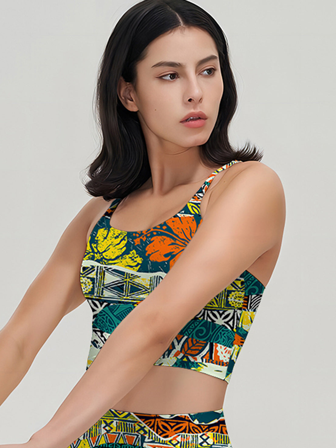 Hawaiian elements and hibiscus fabric patchwork tank tops
