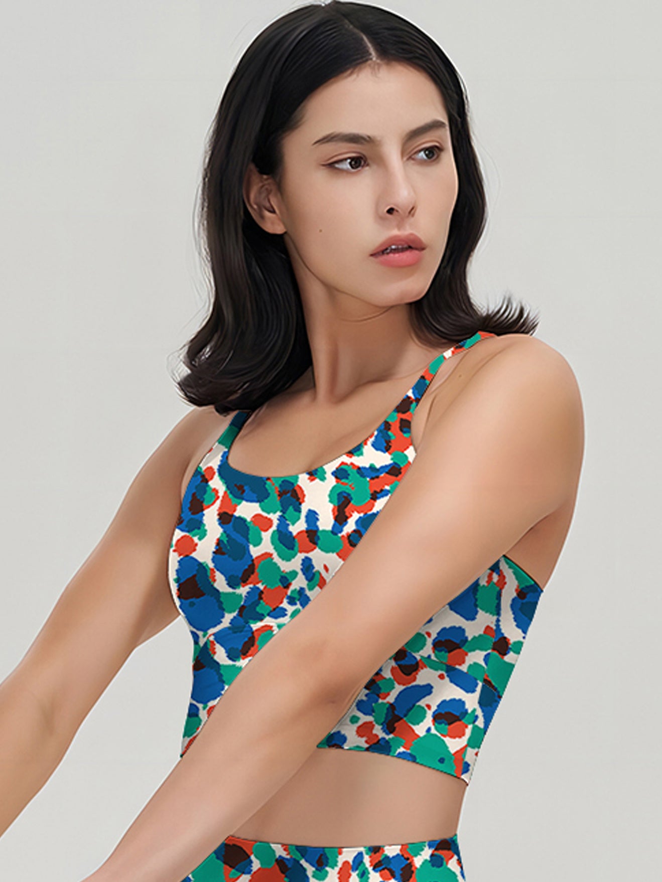 Animal leopard print dark multicolor tank tops