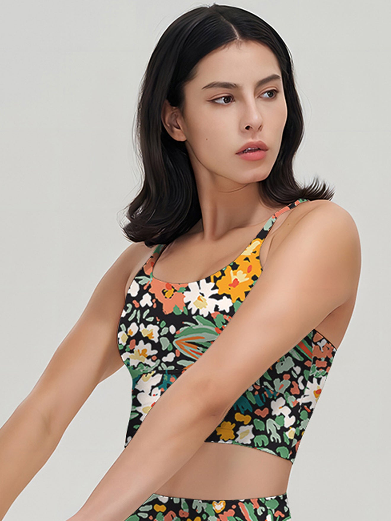 Flower colorful ditsy floral dark watercolor tank tops