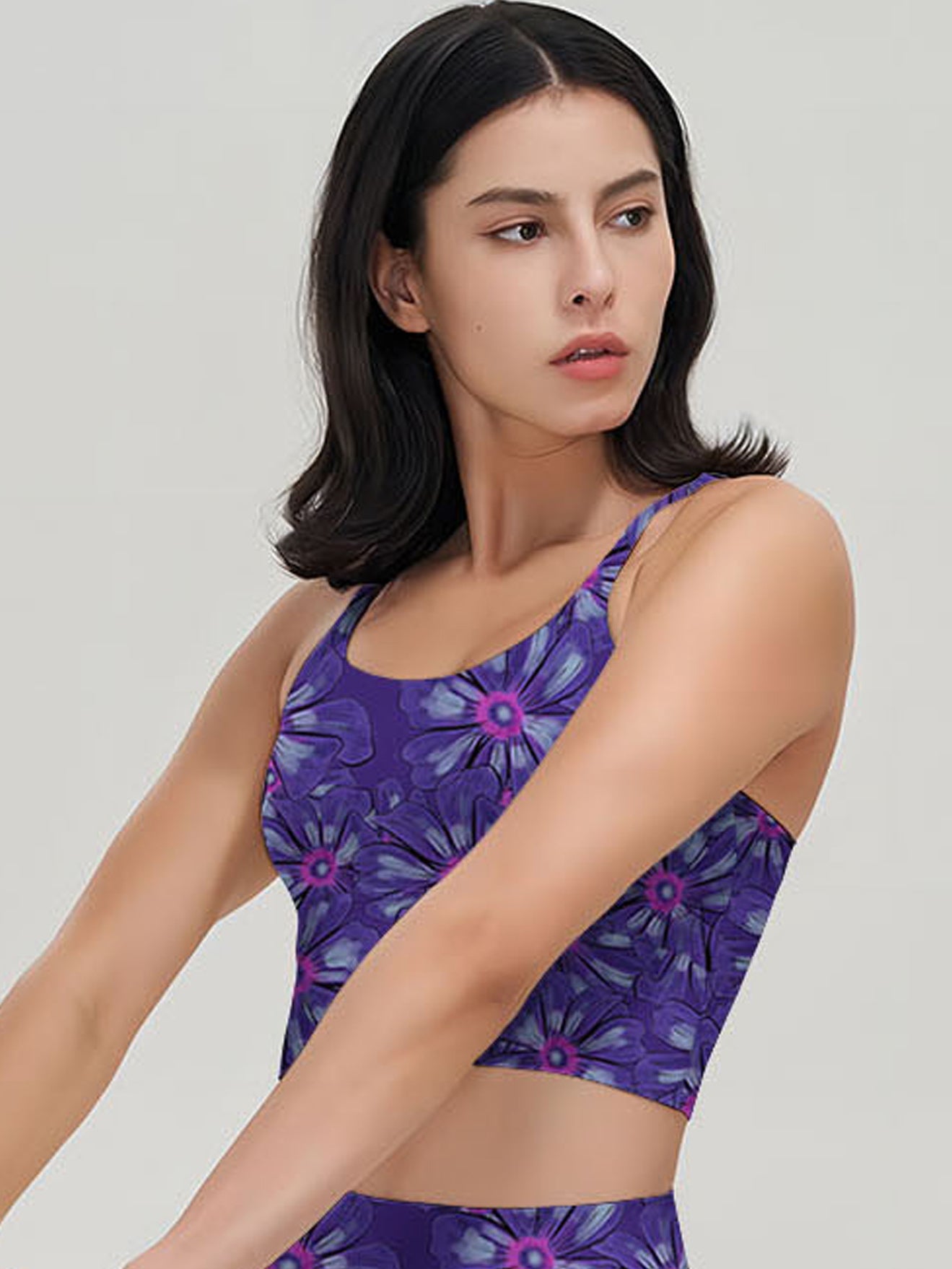 Flower hand drawn chicory purple tank tops