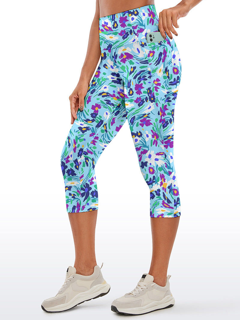 Flower ditsy abstract swirl vibrant spring capris