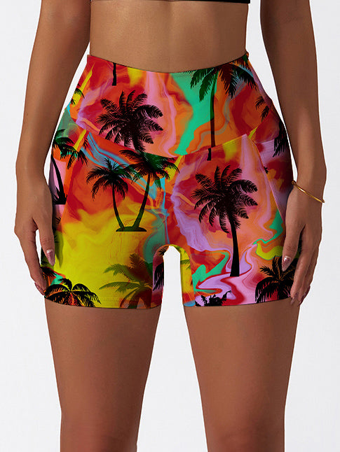 Botanical colorful palm tree shorts