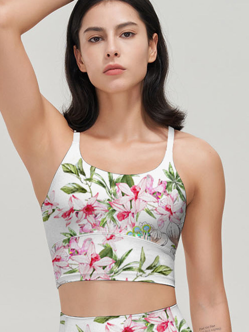 Animal peacock standing on the branch print tank tops