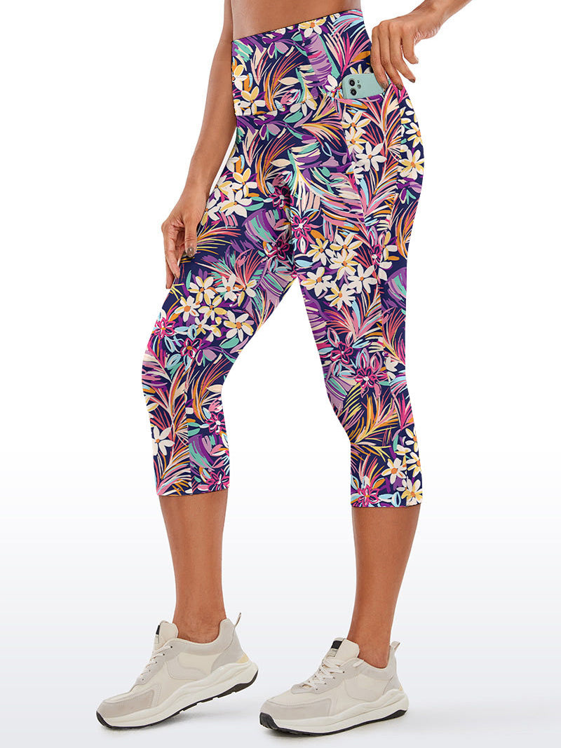 Flower ditsy flower bright plants dark color capris
