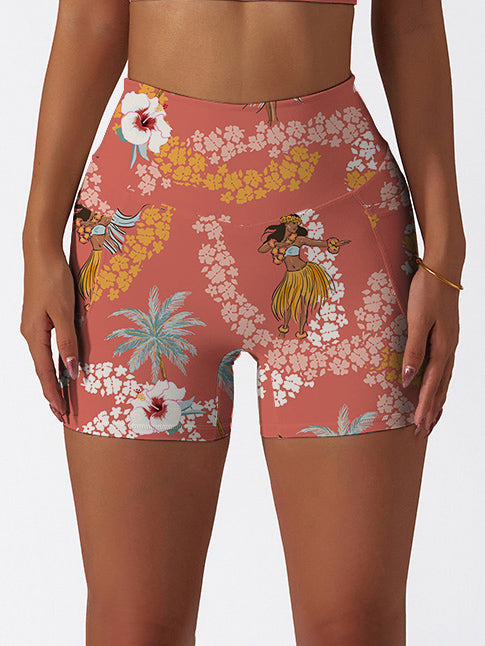 Hawaii wearing hula skirt dancing coconut tree shorts