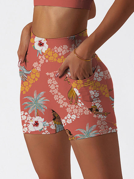 Hawaii wearing hula skirt dancing coconut tree shorts