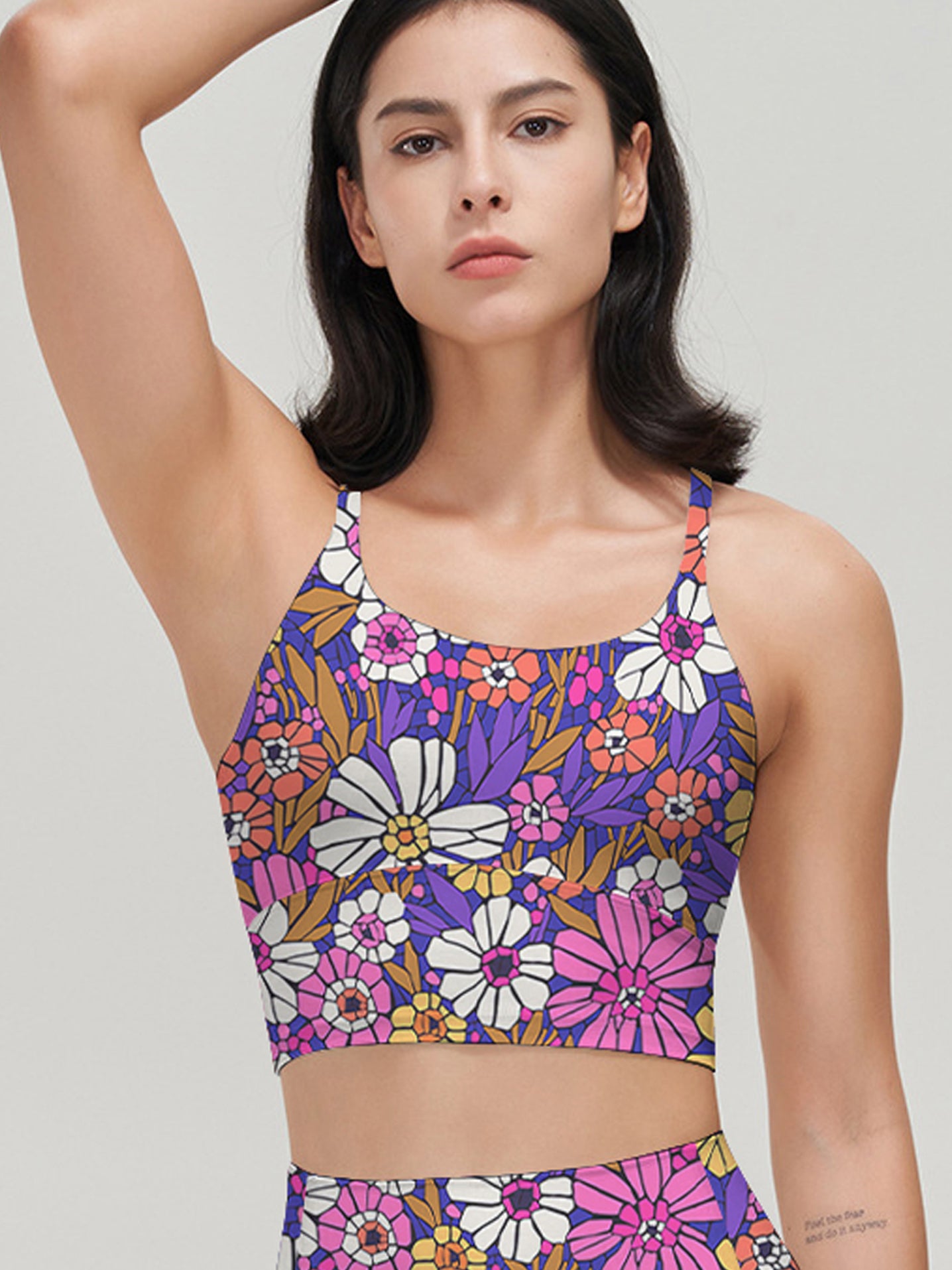 Flower hand drawn groovy breathable waistband tank tops