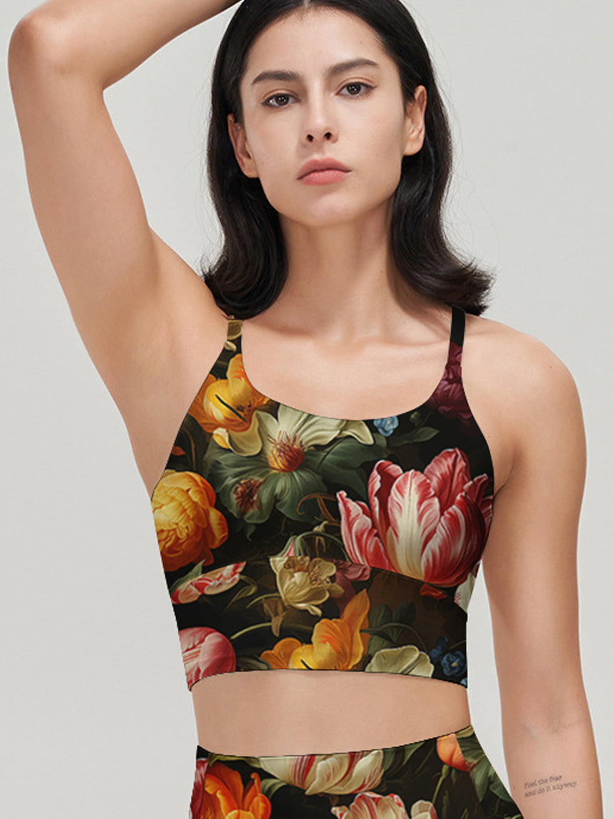 Flower vintage tulips peony tank tops