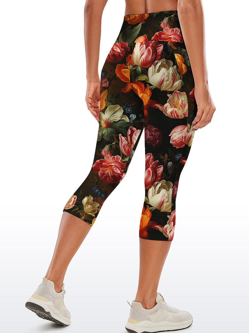 Flower vintage tulips peony capris