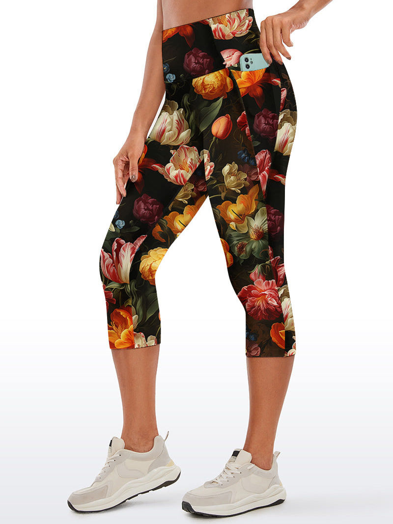 Flower vintage tulips peony capris
