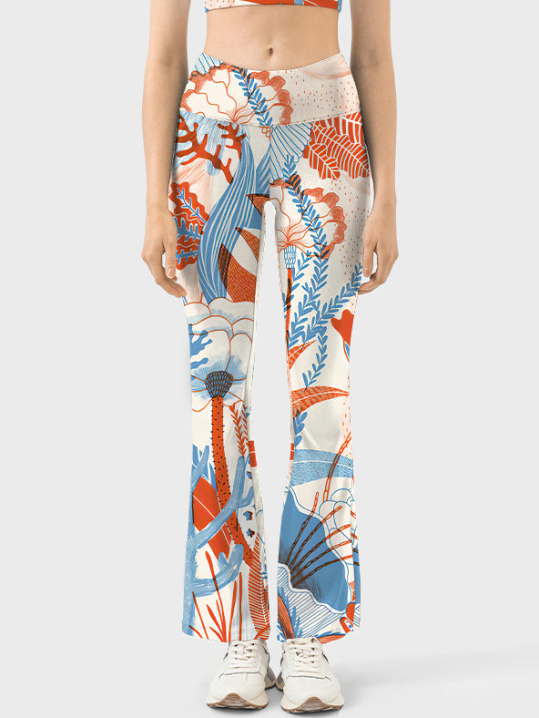 Flower hand-painted plants trees flowers flare leggings