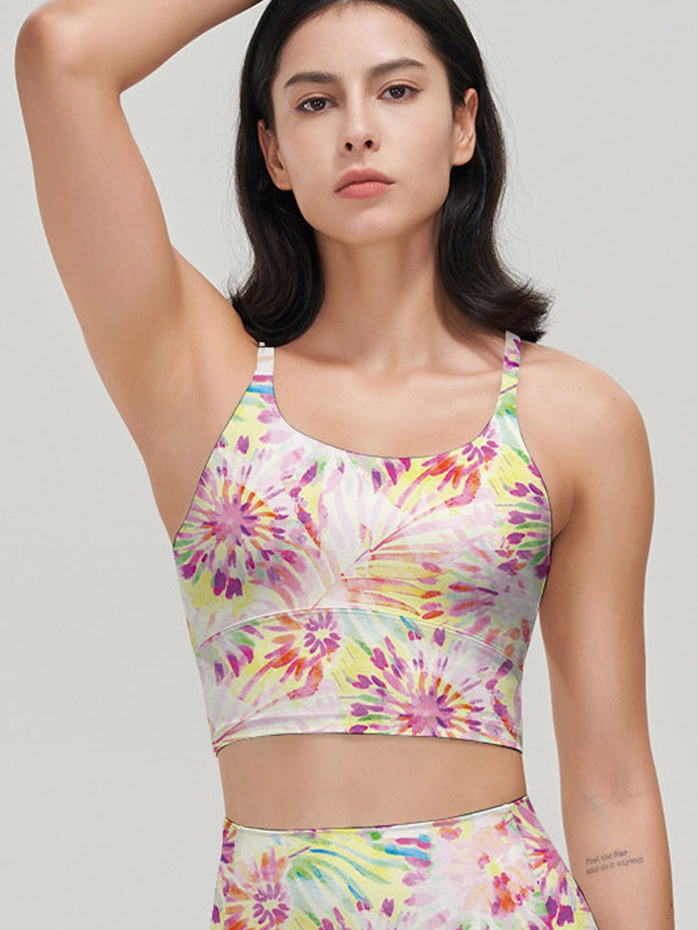 Tie dye color diffusion pattern yoga tank tops