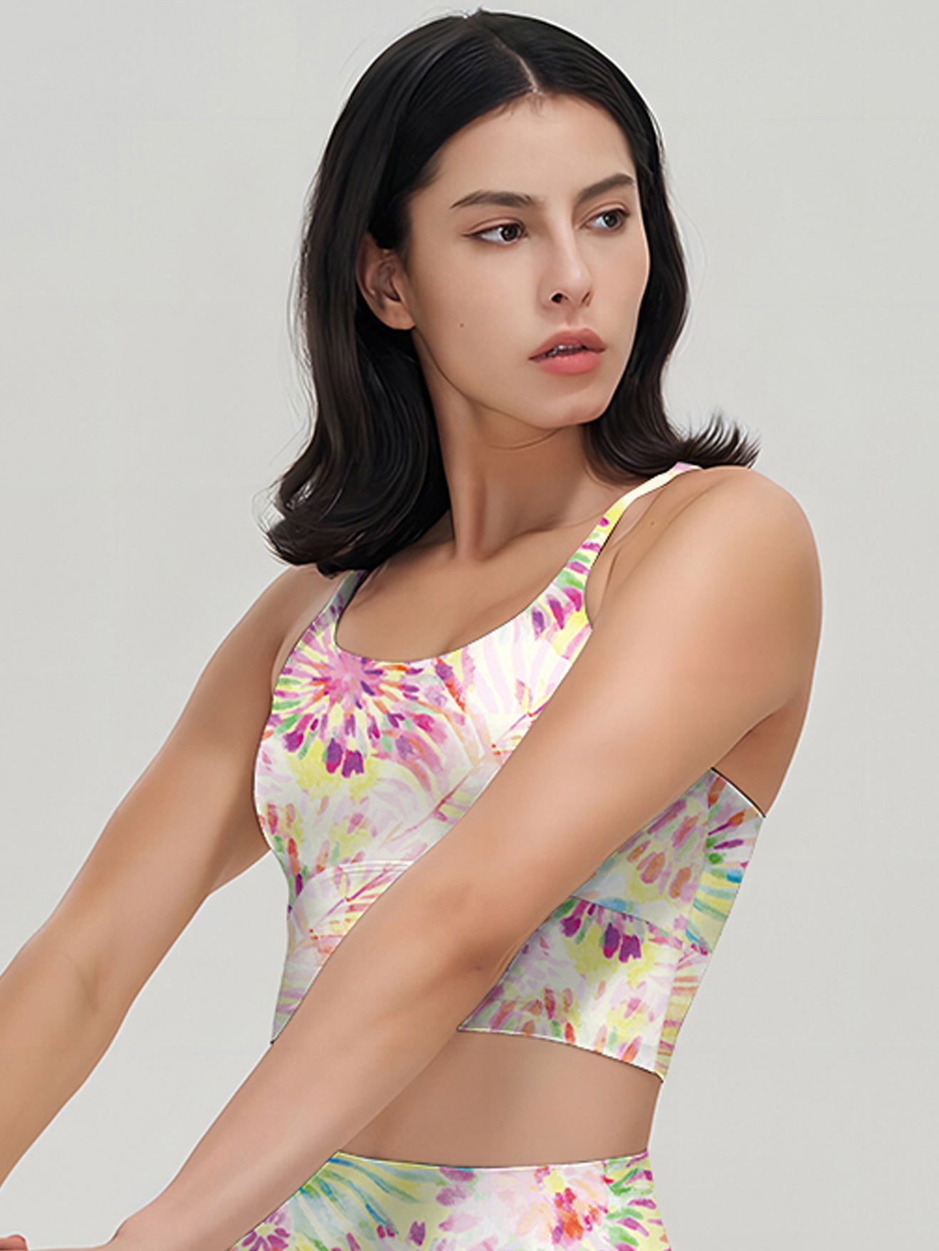 Tie dye color diffusion pattern yoga tank tops