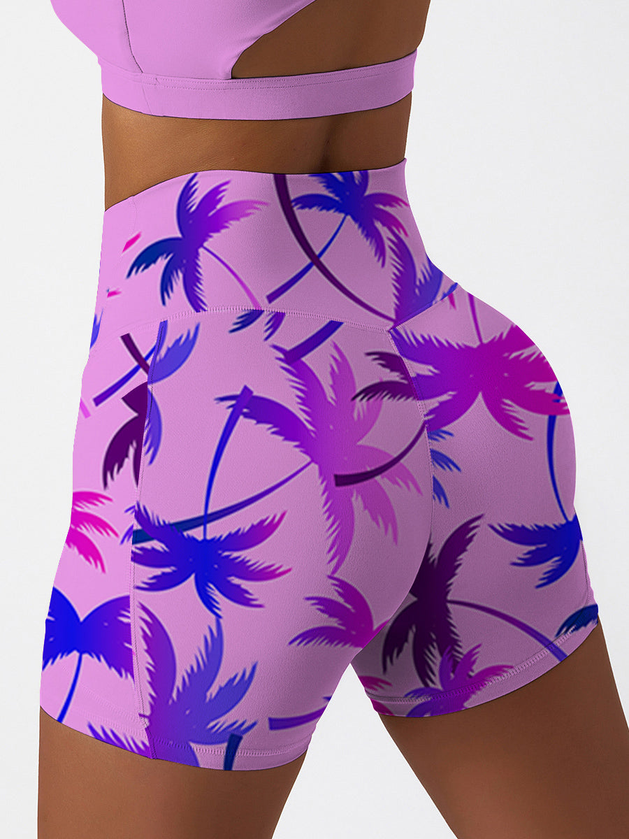 Botanical colorful palm trees seamless shorts