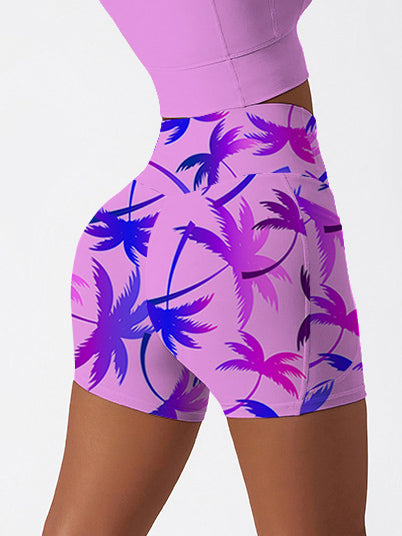 Botanical colorful palm trees seamless shorts