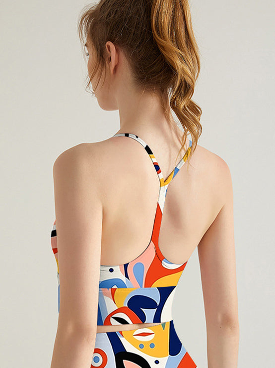 Colorful abstract face fine art portraits tank tops
