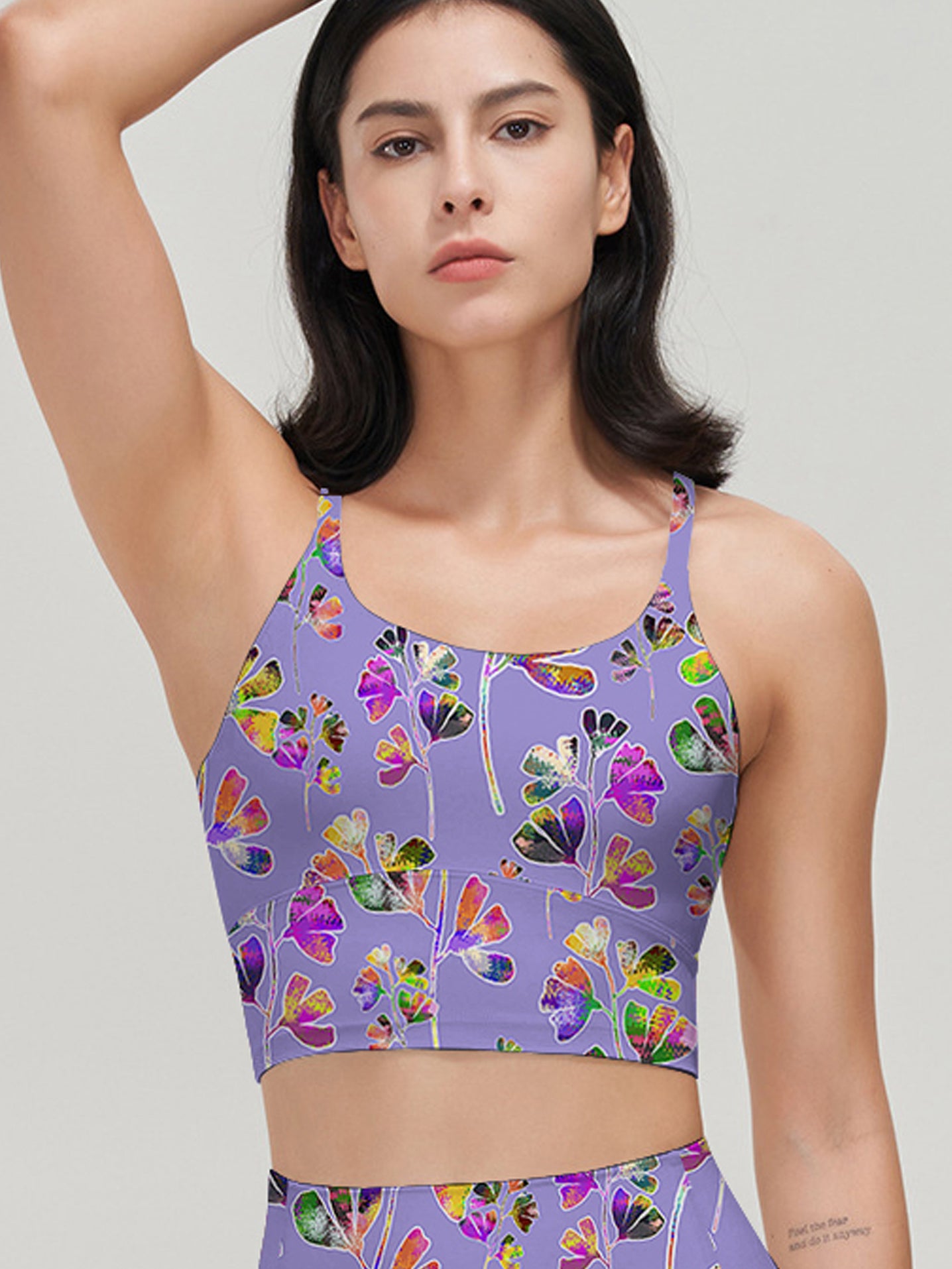 Botanical abstract colorful leaves purple tank tops